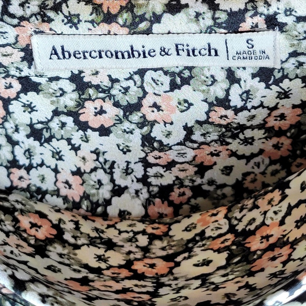 Abercrombie & Fitch Cowl Neck Satin Floral Mini Sundress S Cottagecore Romantic - Picture 5 of 8